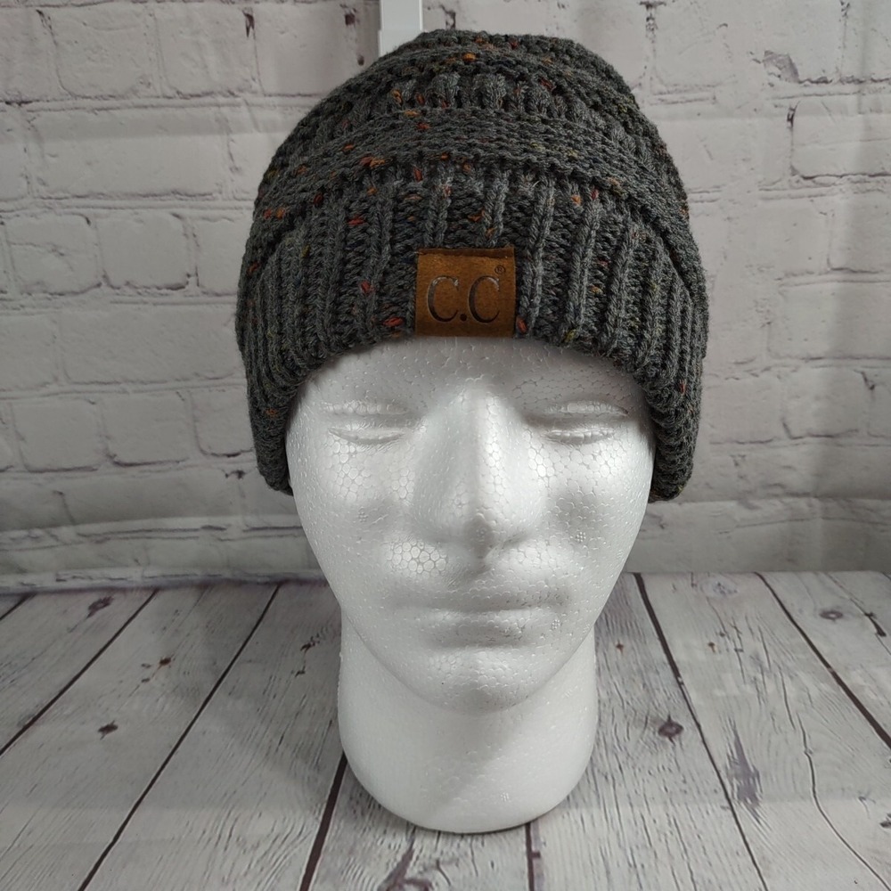 C.C Exclusives Womens Gray Chunky Cable Knit Skiwear Ski Beanie Hat Cap